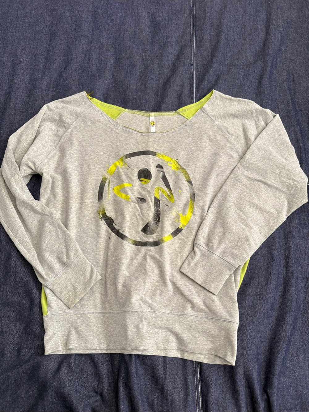Zumba Fitness Gray Sweatshirt with Yellow Accents